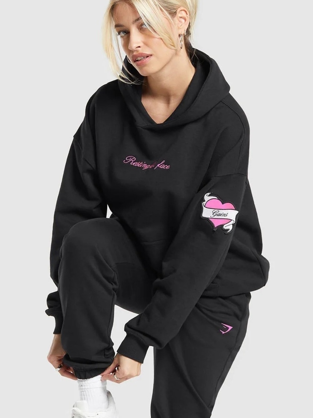 Gymshark Tattoo Resting Lift Face Oversized Hoodie XS